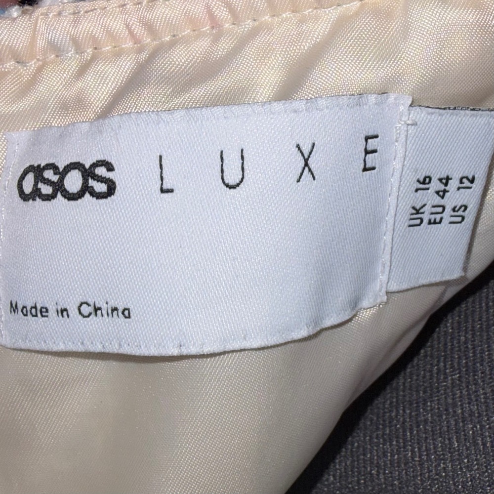ASOS Luxe Pastel Tweed Ruffle Coquette Mini Dress B38 W33 H48 L26.5 Size 12 - Picture 7 of 12